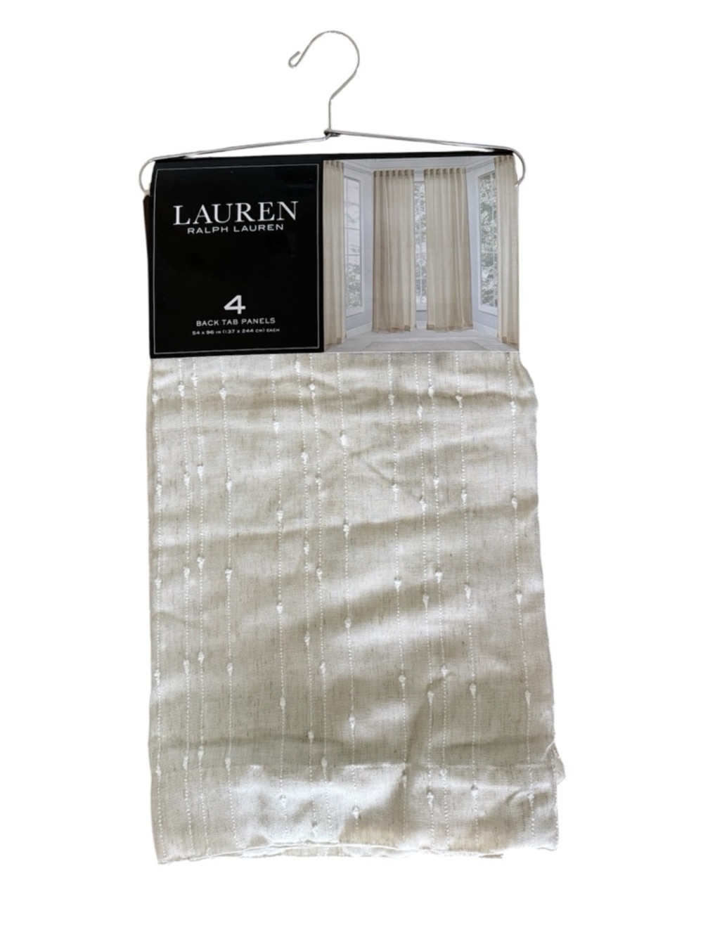 Ralph Lauren Marley Linen 4 Back Tab Window Panel Drapes Curtains 54 x 84"
